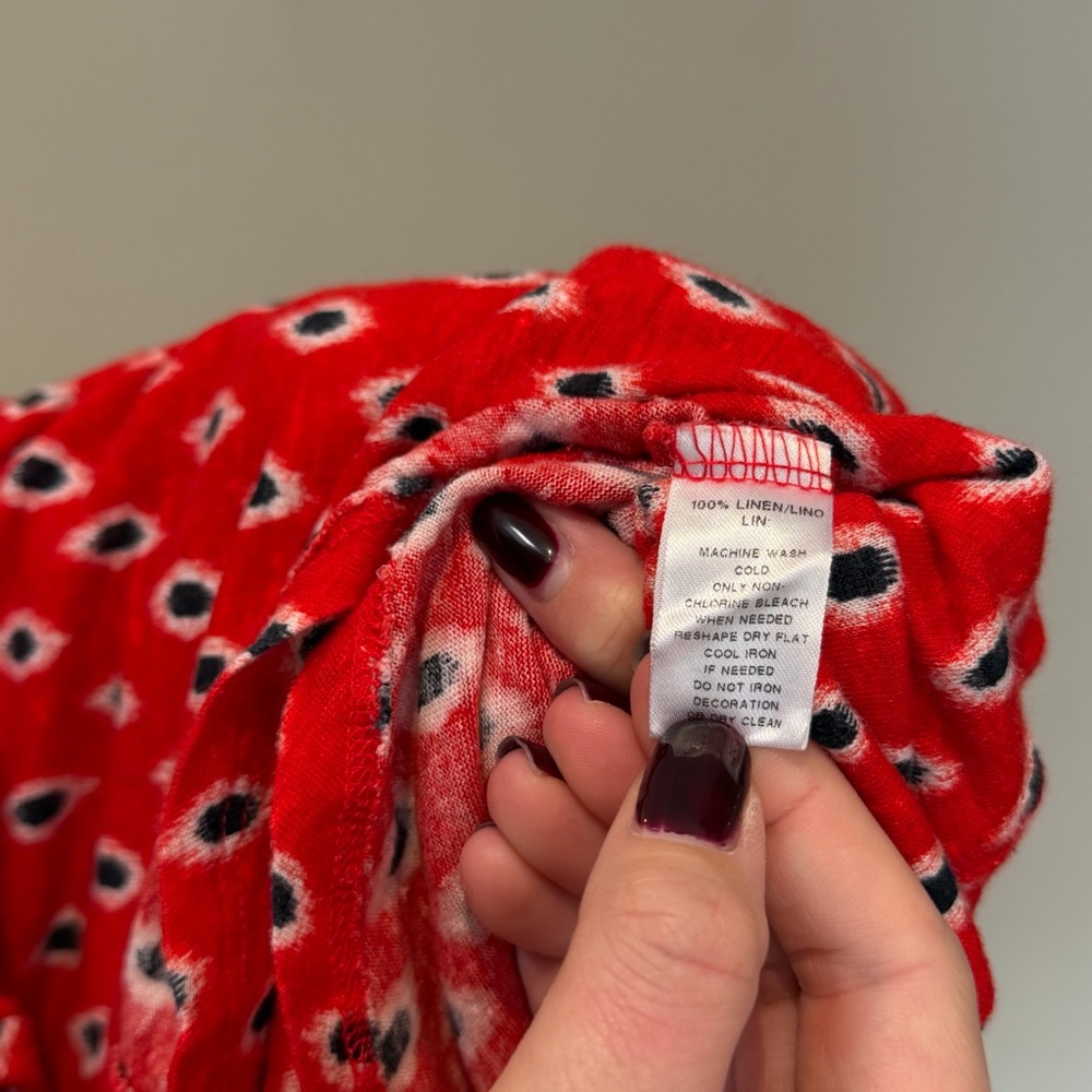 LOFT Red Linen Patterned Top - Picture 7 of 7